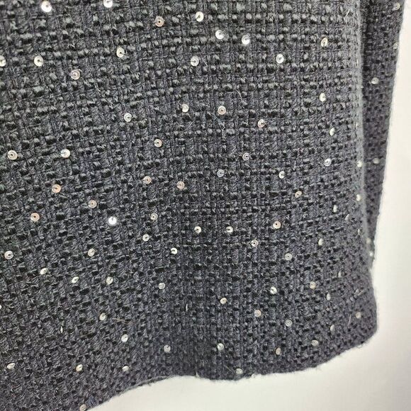 Ann Taylor Black Wool Blend Tween Lined Sequin Pencil Skirt Womens SZ 6 - Picture 2 of 6